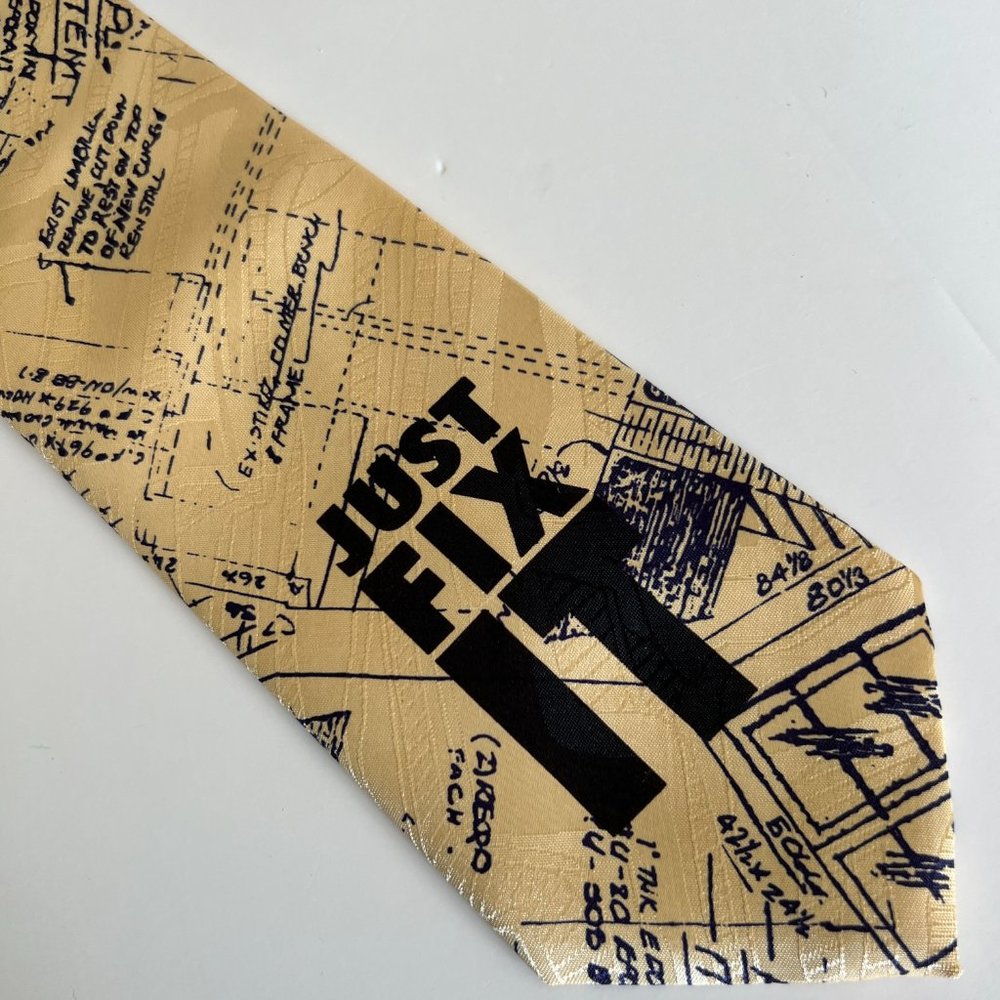 Home Improvement Novelty Tie "Tool Time Blueprint" Euc